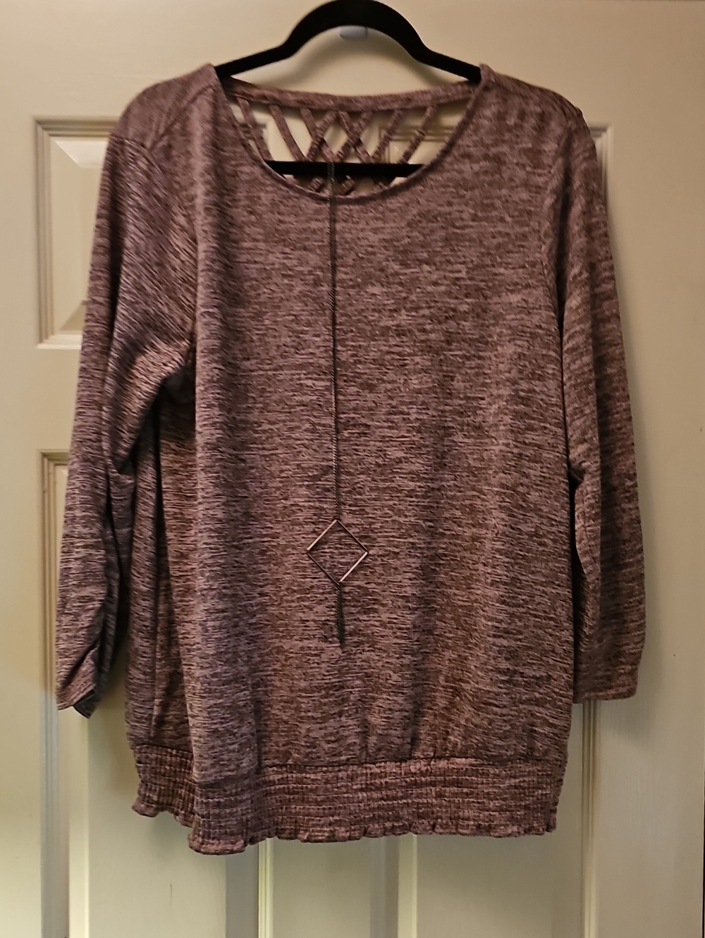 Women's Heathered Mauve Knit Top with Lattice Back